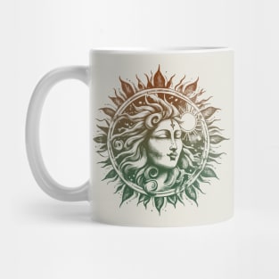 Sun Face Mandala-Style Fantasy Nature Earth Mother for Women Mug